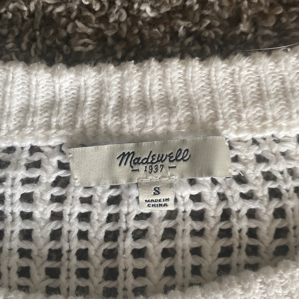 Madewell White Crochet Knit Open Lattice Long Sleeve Sweater, Women’s S - Picture 12 of 16